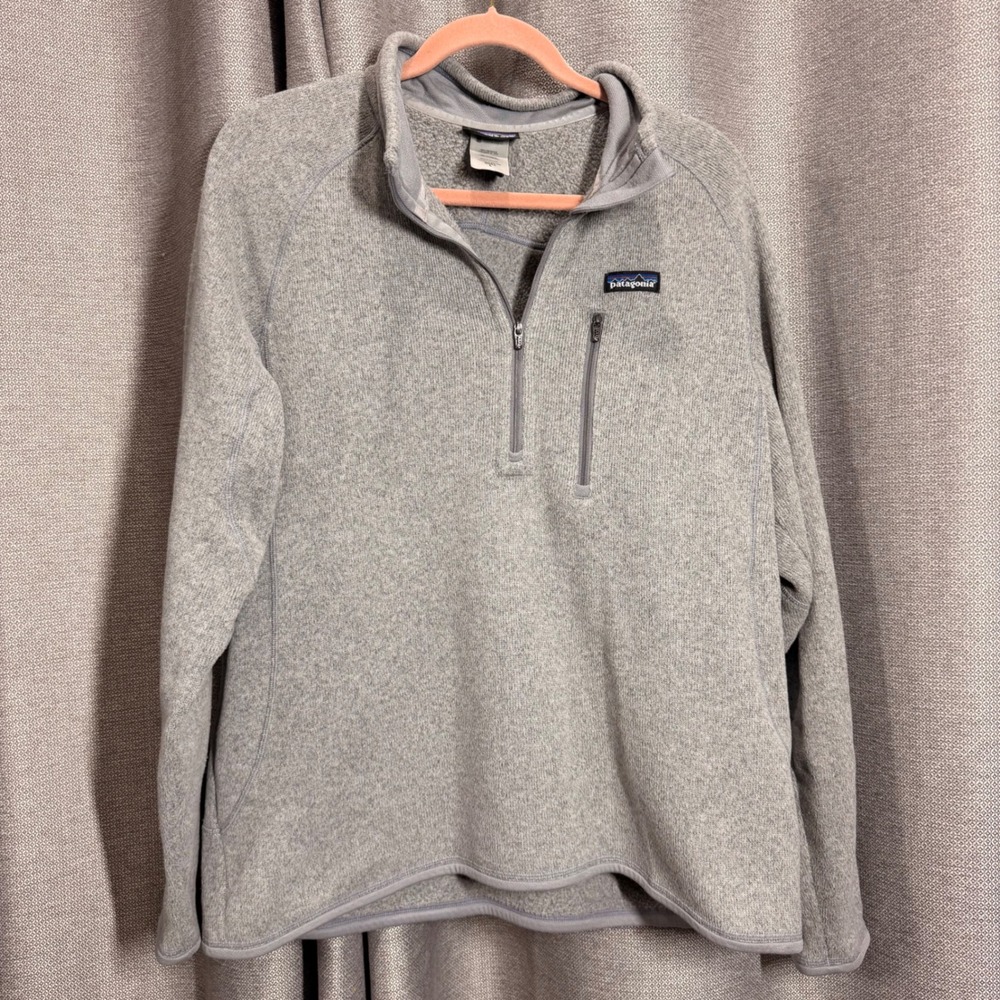 Patagonia Better Sweater Pullover Mens L Grey Excellent 1/4 Zip Fleece 25527